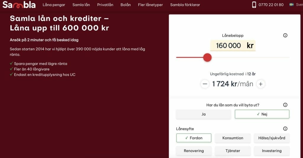 Sambla låneansökan